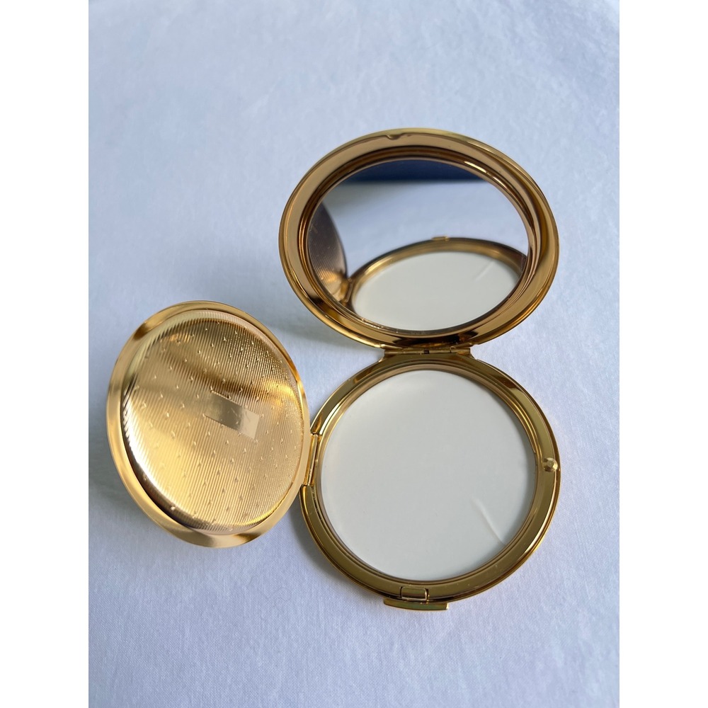 Vintage Stratton England Gold Tone Rose Compact Mirror Powder Case Scalloped - Picture 4 of 8